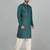 Cotton silk sequenced embroidered green kurta