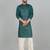 Cotton silk sequenced embroidered green kurta