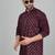 Cotton silk sequenced embroidered wine kurta