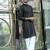 Silk rayon embroidered sequinned black kurta