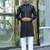 Silk rayon embroidered sequinned black kurta