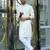 Silk rayon embroidered sequinned cream kurta