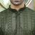 Silk rayon embroidered sequinned olive green kurta