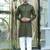 Silk rayon embroidered sequinned olive green kurta