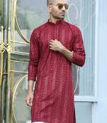 Silk rayon embroidered sequinned Red kurta