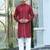 Silk rayon embroidered sequinned Red kurta