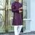 Silk rayon embroidered sequinned purple kurta