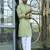 Silk rayon embroidered sequinned green kurta