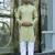 Silk rayon embroidered sequinned green kurta