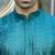 Silk rayon embroidered sequinned emerald blue kurta