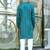 Silk rayon embroidered sequinned emerald blue kurta