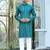 Silk rayon embroidered sequinned emerald blue kurta