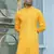 Silk rayon embroidered sequinned yellow kurta