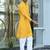 Silk rayon embroidered sequinned yellow kurta