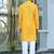 Silk rayon embroidered sequinned yellow kurta