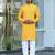 Silk rayon embroidered sequinned yellow kurta