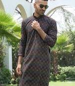 Cotton rayon embroidered sequinned Multicolor kurta