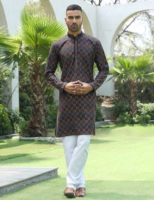 Cotton rayon embroidered sequinned Multicolor kurta 5
