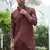 Cotton rayon embroidered sequinned maroon kurta