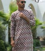 Cotton rayon embroidered chikankari sequinned mauve kurta