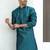 Silk blend jacquard self design blue kurta