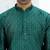 Silk blend jacquard self design green kurta