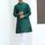 Silk blend jacquard self design green kurta