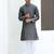 Silk blend jacquard self design grey kurta