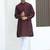 Silk blend jacquard self design wine kurta