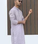 Cotton blend chikankari embroidered mauve kurta