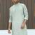 Silk blend embroidered sequinned green kurta