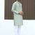 Silk blend embroidered sequinned green kurta