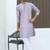 Silk blend embroidered sequinned mauve kurta