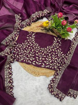 Plum Sequins Embroidered Jimmy Choo Saree 4