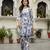 Cotton slub magic printed kurta pant embroidery neck work kurta set