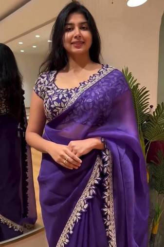 Purple Sequins Embroidery Work Jimmy Choo Saree