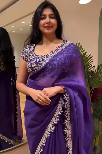 Purple Sequins Embroidery Work Jimmy Choo Saree