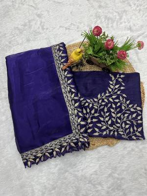 Purple Sequins Embroidery Work Jimmy Choo Saree 2