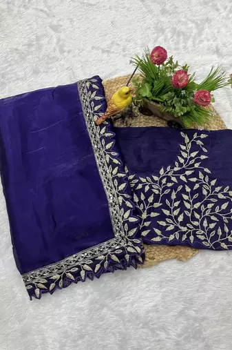 Purple Sequins Embroidery Work Jimmy Choo Saree