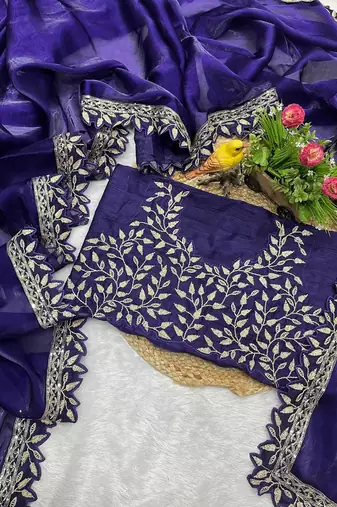 Purple Sequins Embroidery Work Jimmy Choo Saree