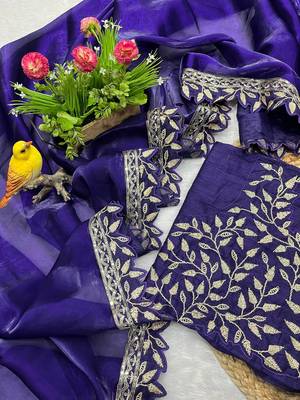 Purple Sequins Embroidery Work Jimmy Choo Saree 4