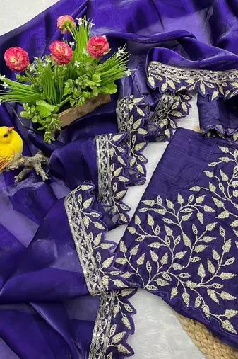 Purple Sequins Embroidery Work Jimmy Choo Saree