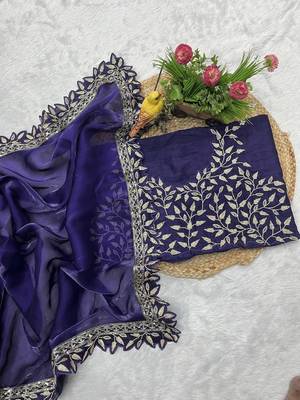 Purple Sequins Embroidery Work Jimmy Choo Saree 5
