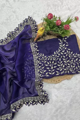 Purple Sequins Embroidery Work Jimmy Choo Saree