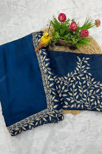 Teal Sequins Embroidery Work Jimmy Choo Saree
