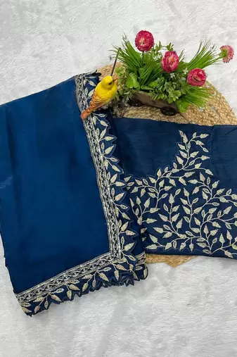 Teal Sequins Embroidery Work Jimmy Choo Saree