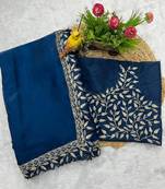 Teal Sequins Embroidery Work Jimmy Choo Saree