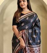 Black Dola Viscose Digital Printed Saree
