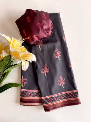Black Dola Viscose Digital Printed Saree 5