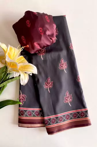 Black Dola Viscose Digital Printed Saree